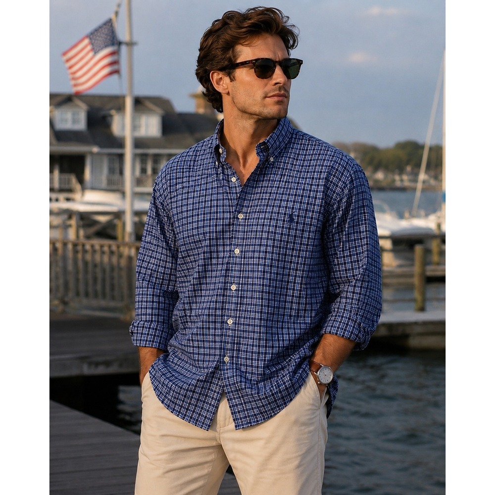Ralph Lauren Plaid Button Down Shirt Coastal Old Money Preppy Hamptons Sz 3XLT